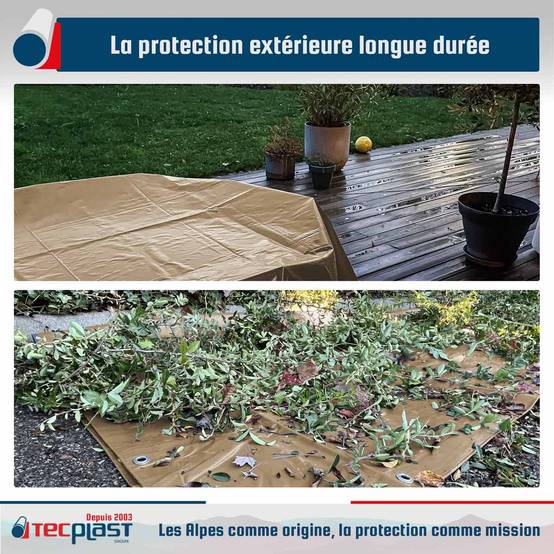 Bâche Jardin 3x4 m LP506JD Beige foncé - Garantie 5 ans - Bâche PVC étanche - Résistance Anti-UV TECPLAST - Imagen 2