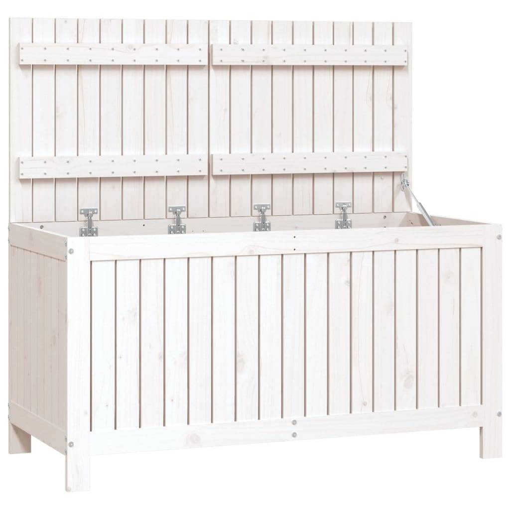 Boîte de Rangement de Jardin en Bois de Pin Massif avec Couvercle à Vérin pour Terrasse Blanc 121 cm – ComfortXL Outdoor Living - Image 2