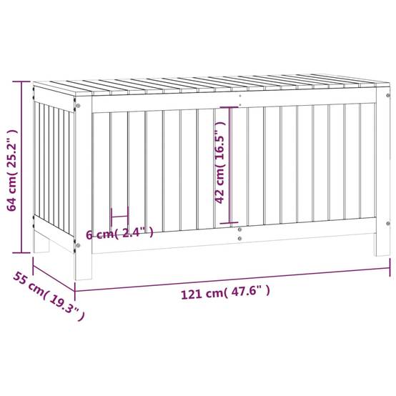 Boîte de Rangement de Jardin en Bois de Pin Massif avec Couvercle à Vérin pour Terrasse Blanc 121 cm – ComfortXL Outdoor Living - Image 10