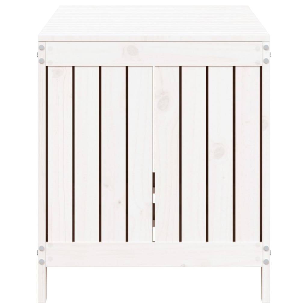 Boîte de Rangement de Jardin en Bois de Pin Massif avec Couvercle à Vérin pour Terrasse Blanc 121 cm – ComfortXL Outdoor Living - Image 7
