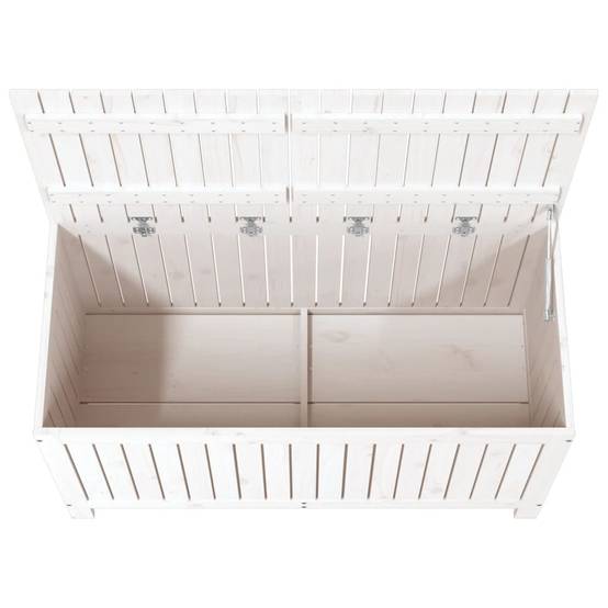 Boîte de Rangement de Jardin en Bois de Pin Massif avec Couvercle à Vérin pour Terrasse Blanc 121 cm – ComfortXL Outdoor Living - Image 8