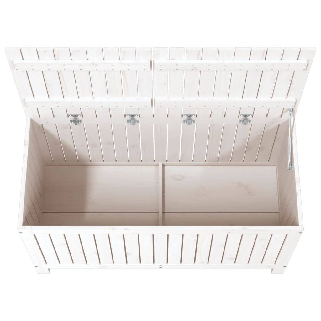 Boîte de Rangement de Jardin en Bois de Pin Massif avec Couvercle à Vérin pour Terrasse Blanc 121 cm – ComfortXL Outdoor Living - Image 8