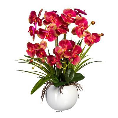 Artificielles - Orchidée factice 3 hampes vase céramique H58cm touché réel Rose beauty - couleur: Rose beauty - Imagen 2