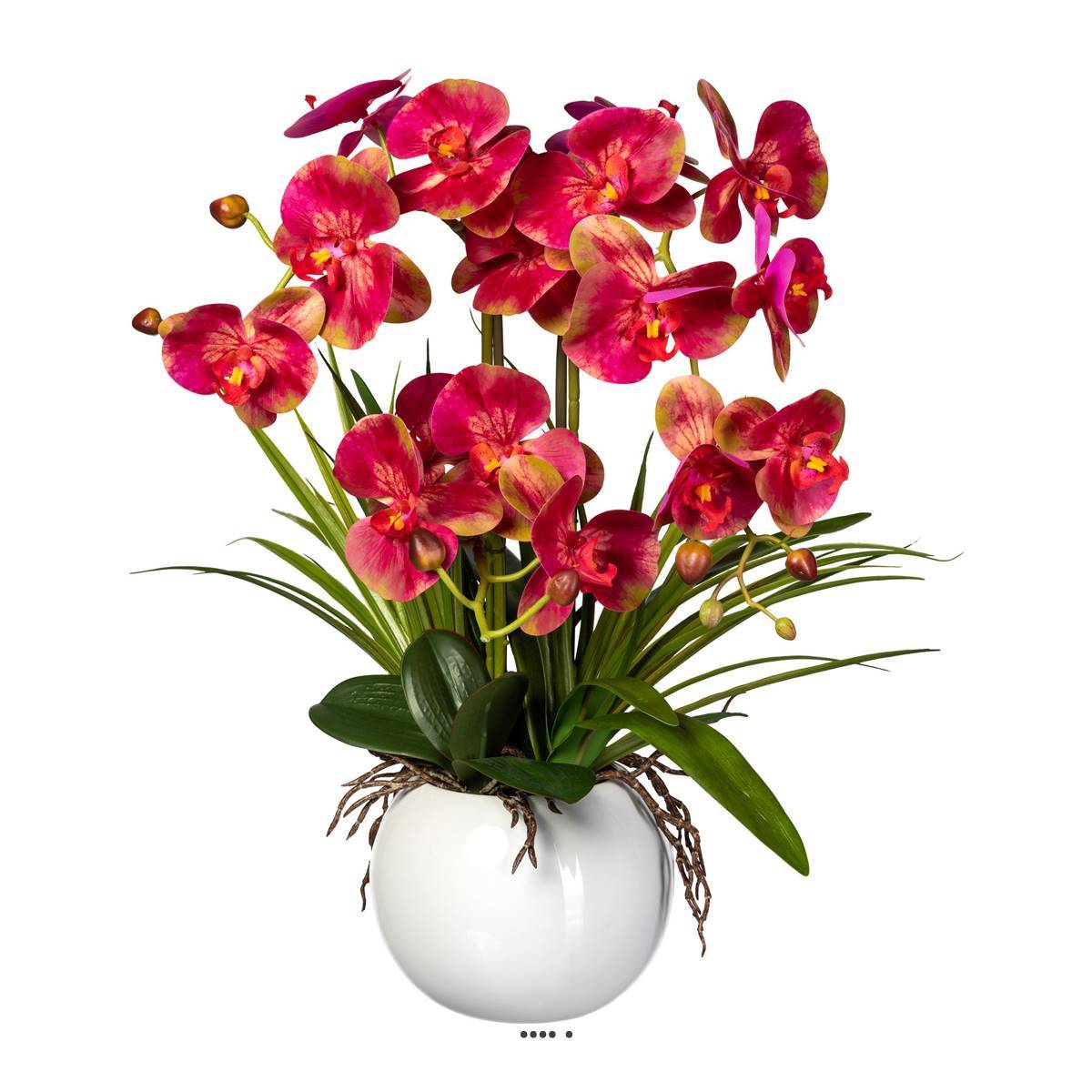 Artificielles - Orchidée factice 3 hampes vase céramique H58cm touché réel Rose beauty - couleur: Rose beauty - Imagen 1
