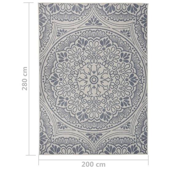 Tapis extérieur - Tapis à tissage plat d'extérieur - Tapis de jardin 200x280 cm Motif bleu - Image 6