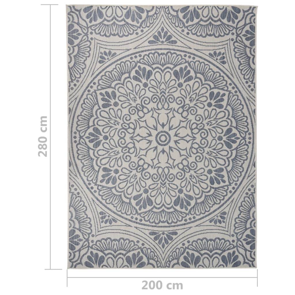 Tapis extérieur - Tapis à tissage plat d'extérieur - Tapis de jardin 200x280 cm Motif bleu - Image 6