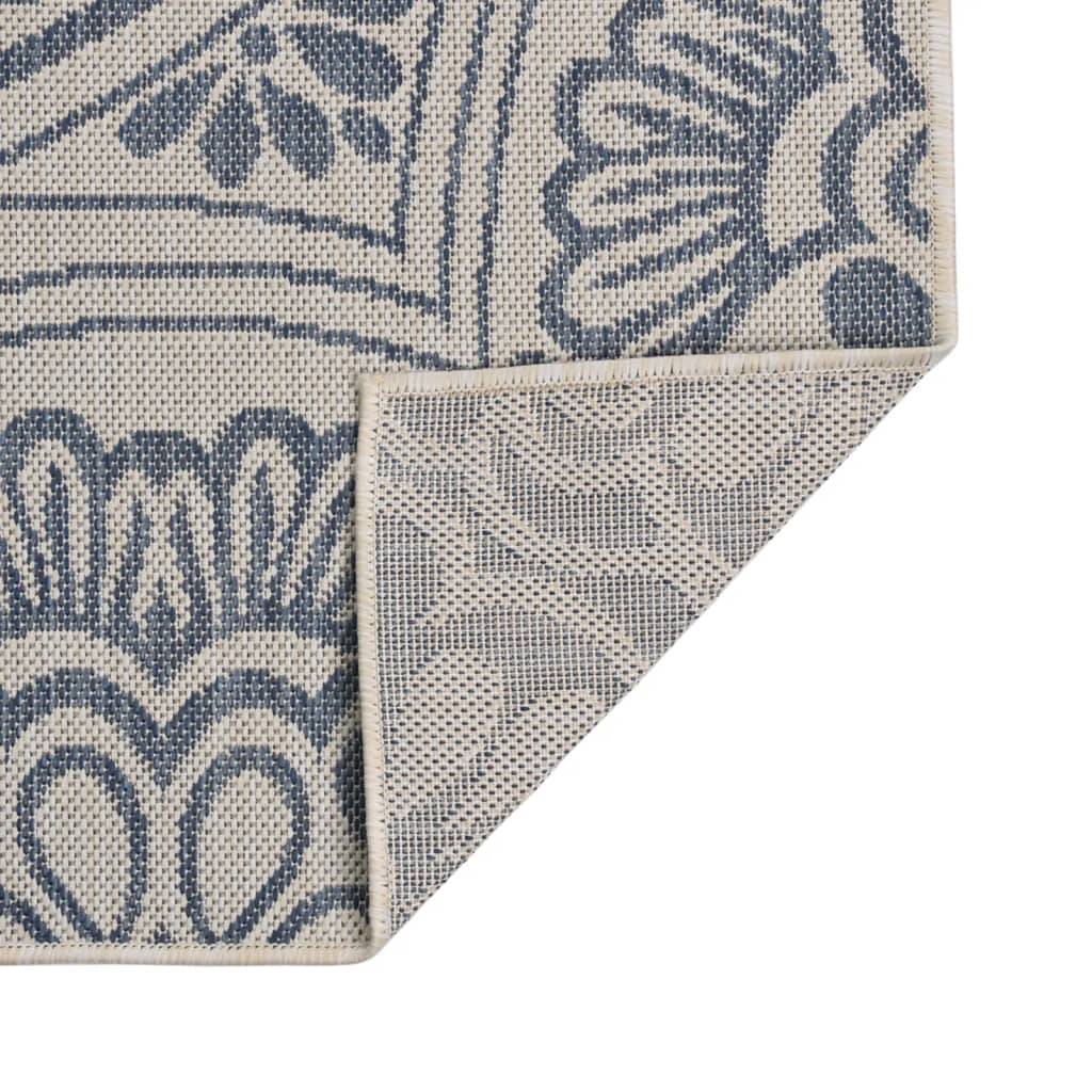 Tapis extérieur - Tapis à tissage plat d'extérieur - Tapis de jardin 200x280 cm Motif bleu - Image 1