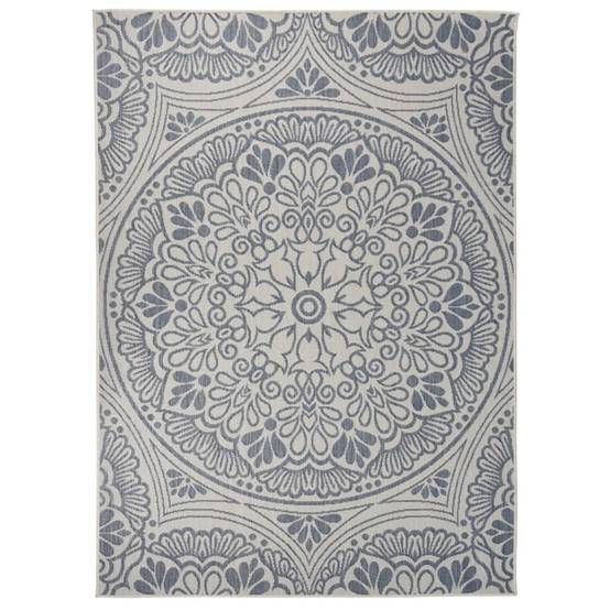 Tapis extérieur - Tapis à tissage plat d'extérieur - Tapis de jardin 200x280 cm Motif bleu - Image 2
