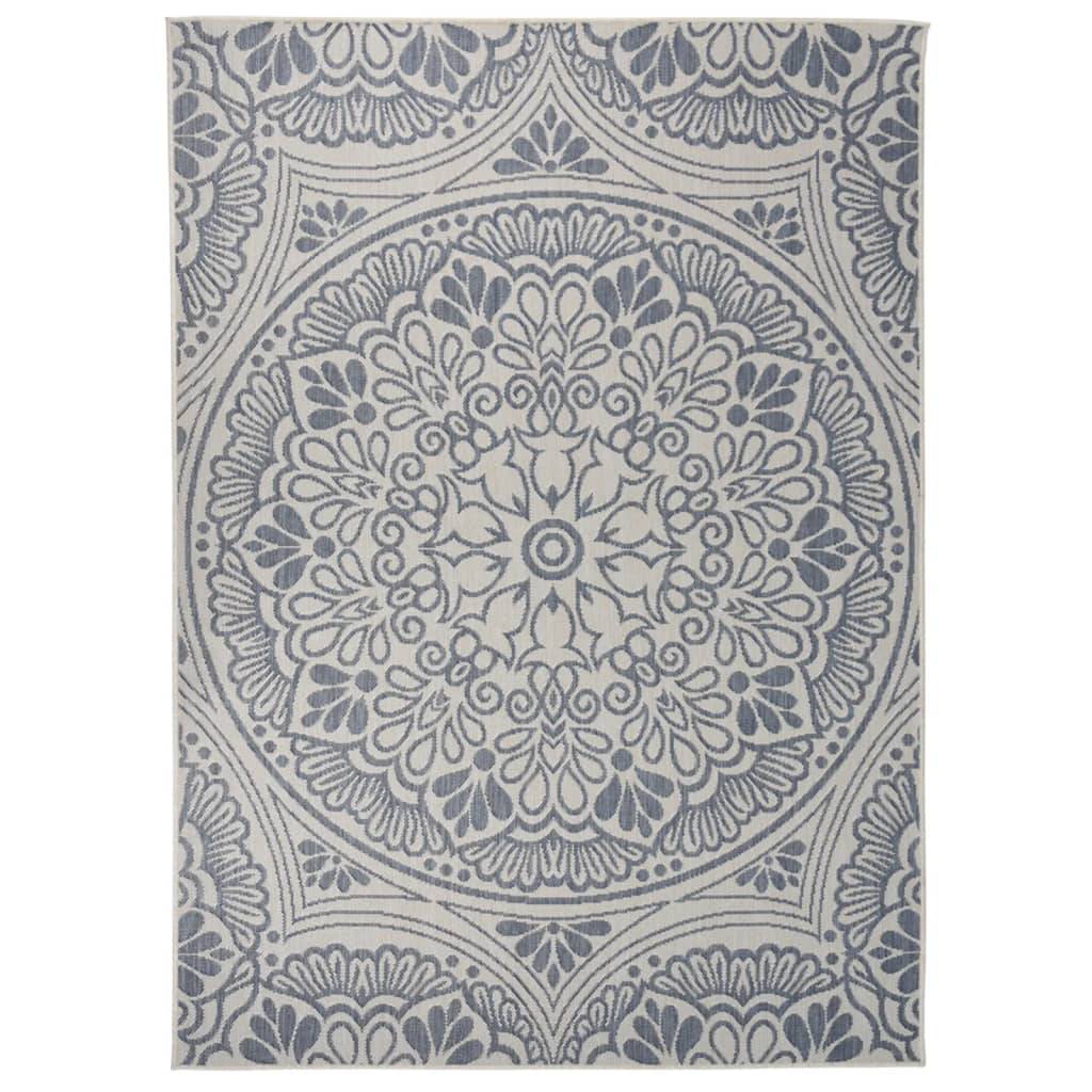 Tapis extérieur - Tapis à tissage plat d'extérieur - Tapis de jardin 200x280 cm Motif bleu - Image 2