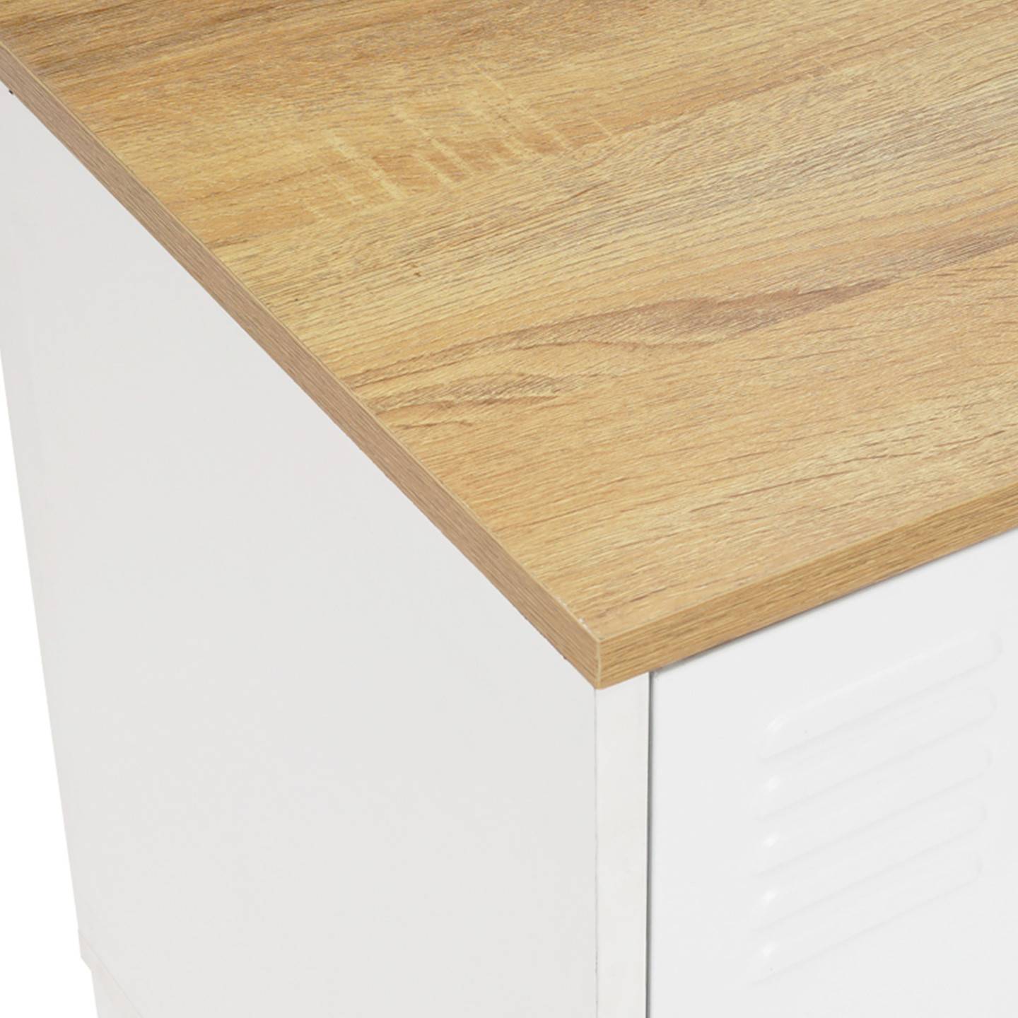 Buffet bas 140 cm ESTER 4 portes métal blanc plateau bois design industriel - Image 6