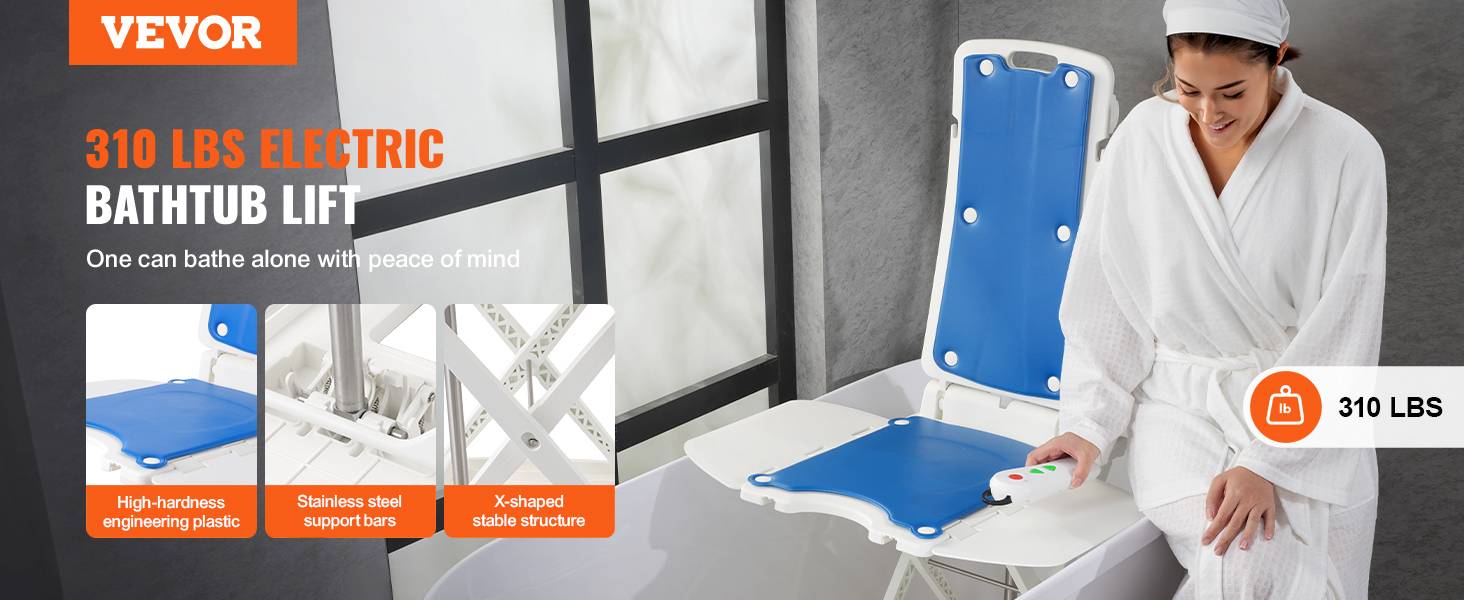 Vevor - VEVOR Élévateur de bain électrique, 77-507 mm, supporte 140,6 kg, inclinaison 45°, pour personnes âgées/patients. - Image 9
