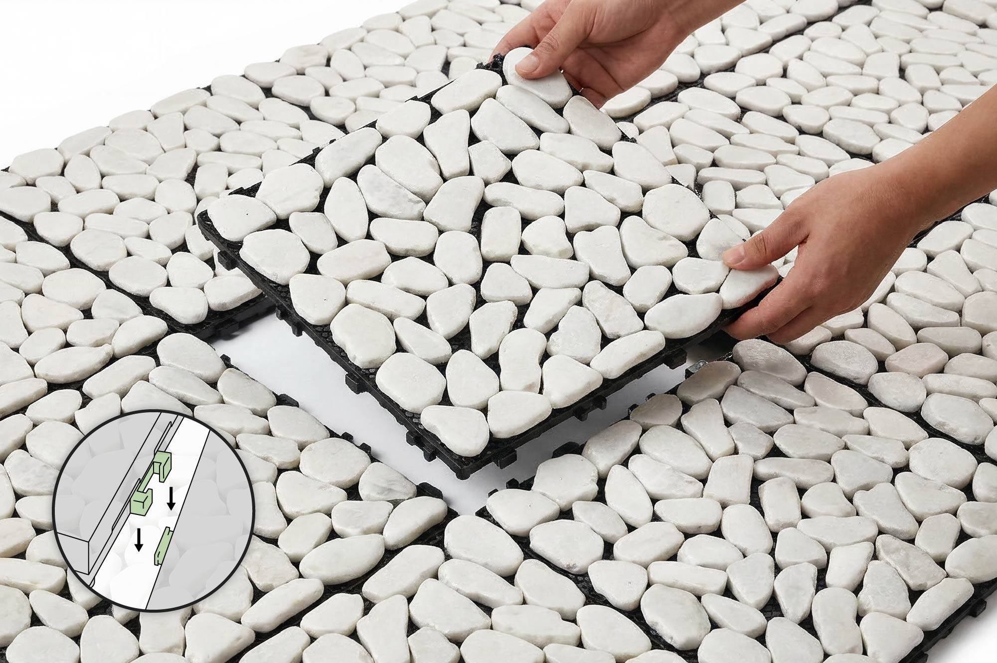 Casanoov Lot de 12 dalles clipsables terrasse OSSA galets blancs 30x30cm - Image 4