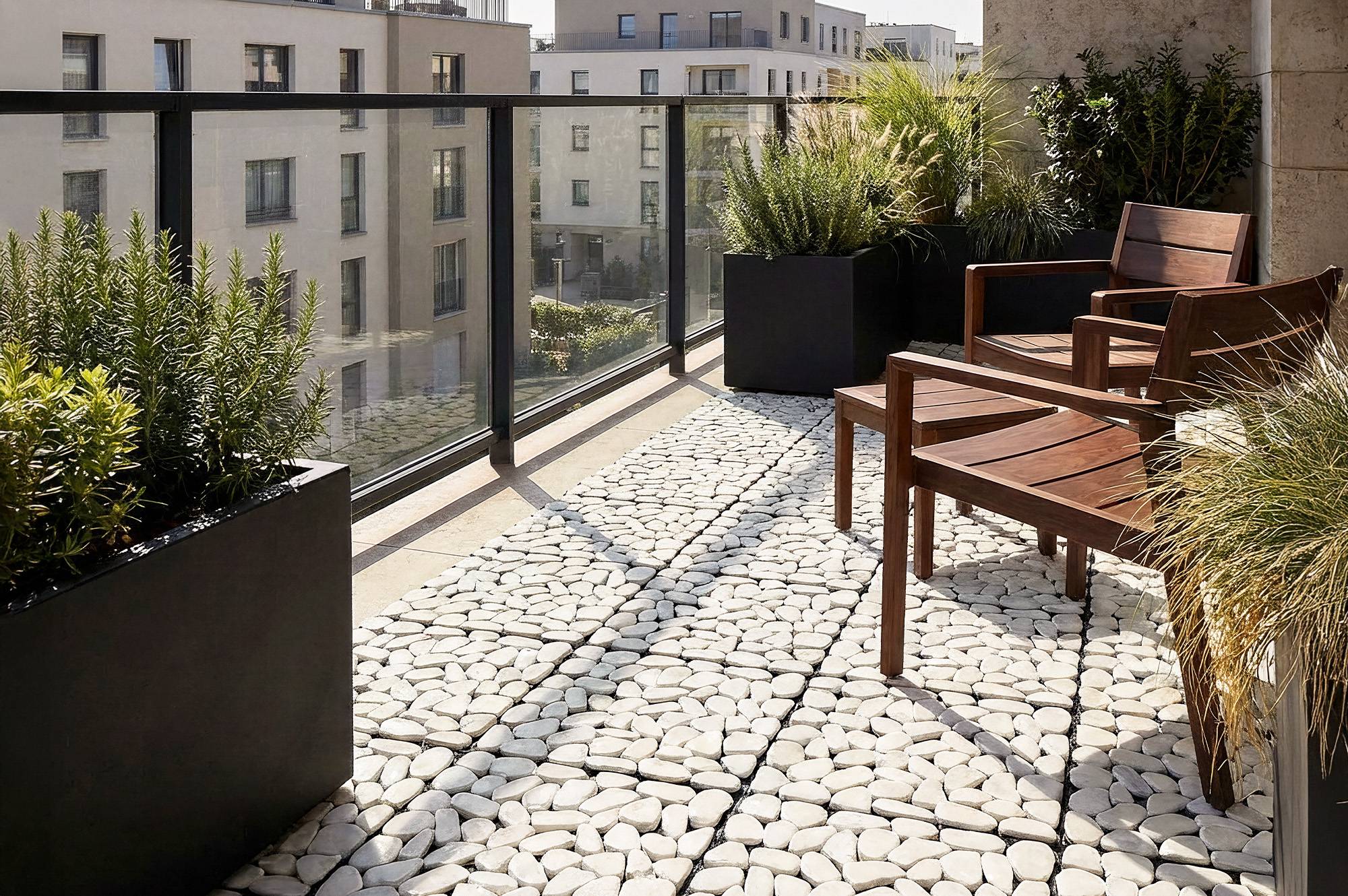Casanoov Lot de 12 dalles clipsables terrasse OSSA galets blancs 30x30cm - Image 2