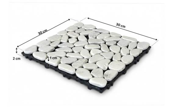 Casanoov Lot de 12 dalles clipsables terrasse OSSA galets blancs 30x30cm - Image 3