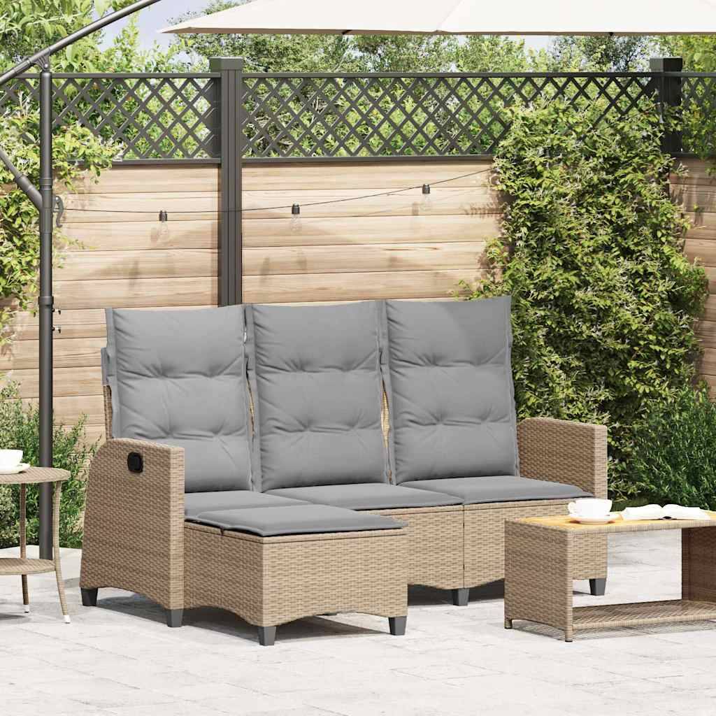 Grand Salon Angle Inclinable L Polyrotin Beige & Mécanisme Ajustable pour Relax sur le Patio Gris – ComfortXL Outdoor Living - Imagen 1