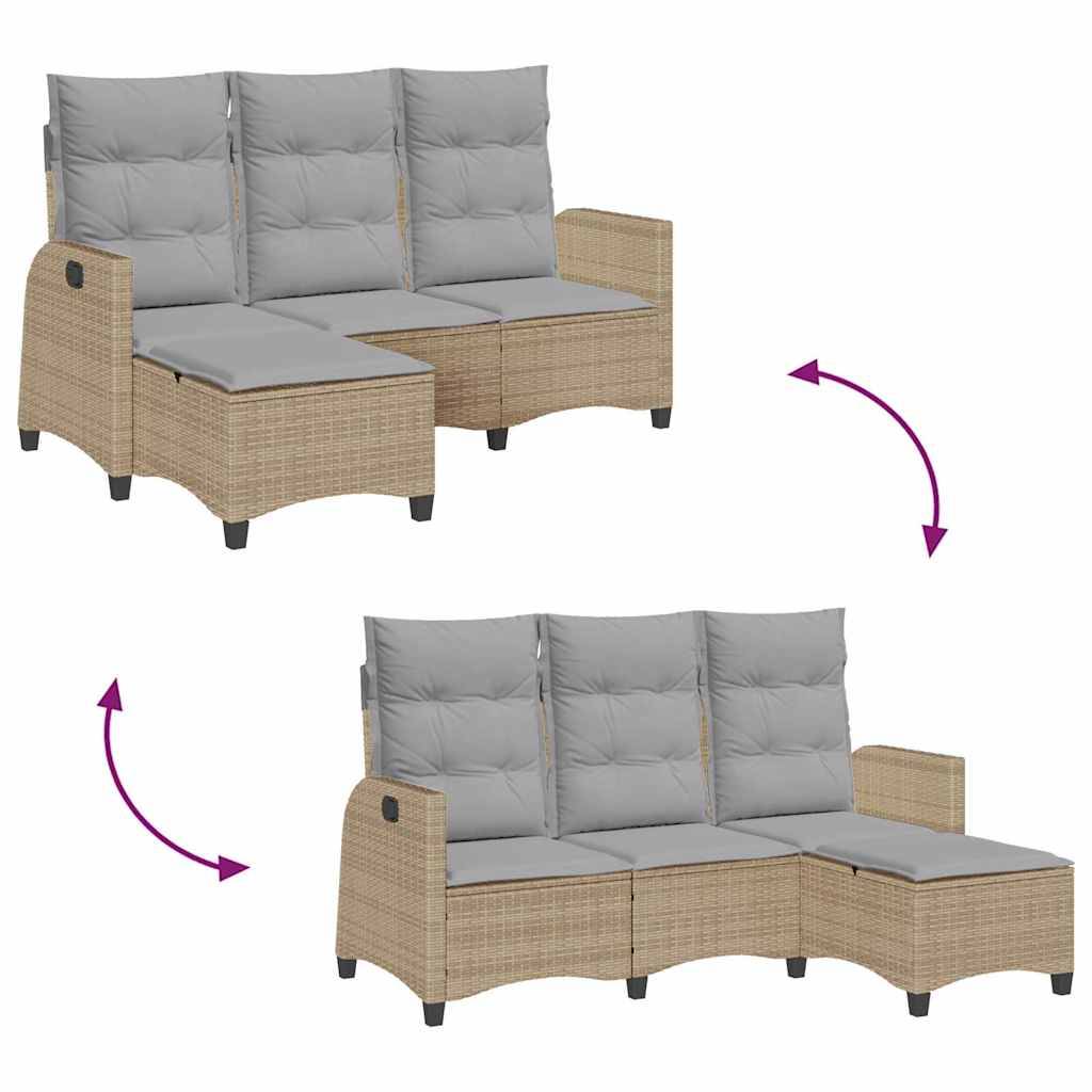 Grand Salon Angle Inclinable L Polyrotin Beige & Mécanisme Ajustable pour Relax sur le Patio Gris – ComfortXL Outdoor Living - Imagen 9