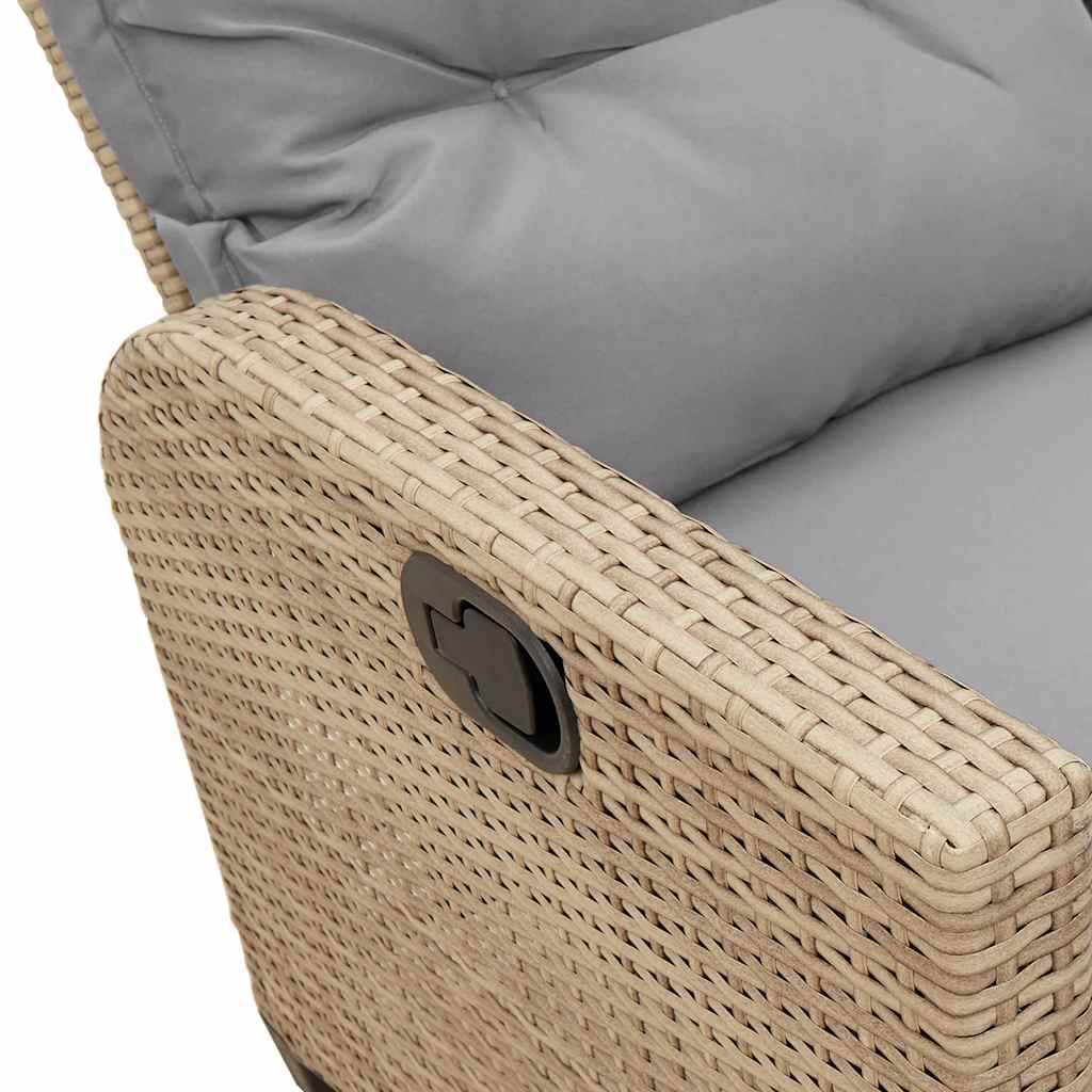 Grand Salon Angle Inclinable L Polyrotin Beige & Mécanisme Ajustable pour Relax sur le Patio Gris – ComfortXL Outdoor Living - Imagen 5