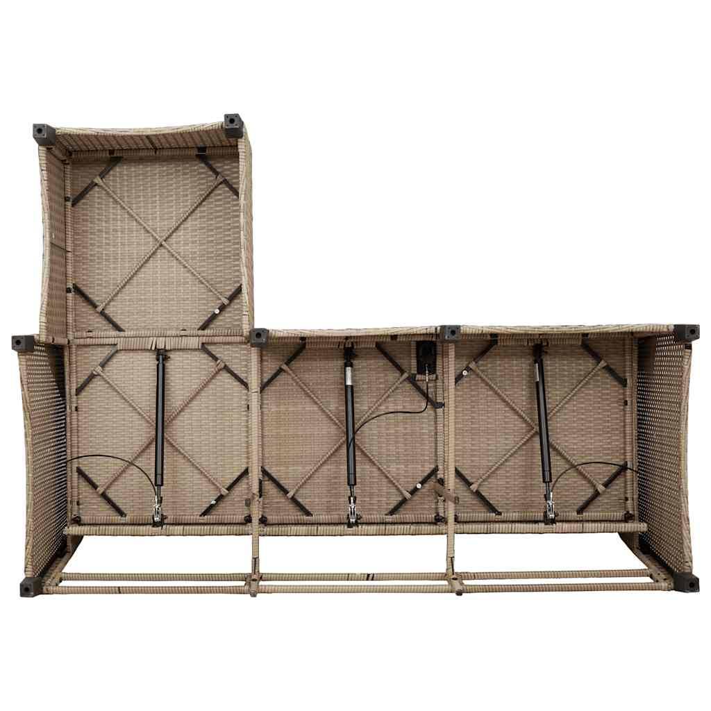 Grand Salon Angle Inclinable L Polyrotin Beige & Mécanisme Ajustable pour Relax sur le Patio Gris – ComfortXL Outdoor Living - Imagen 10