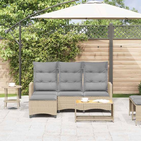 Grand Salon Angle Inclinable L Polyrotin Beige & Mécanisme Ajustable pour Relax sur le Patio Gris – ComfortXL Outdoor Living - Imagen 3