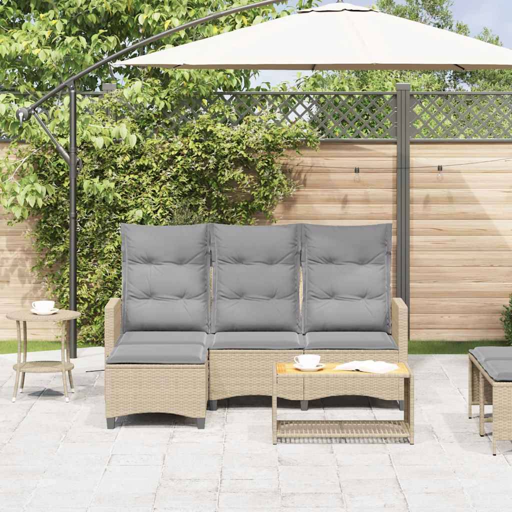 Grand Salon Angle Inclinable L Polyrotin Beige & Mécanisme Ajustable pour Relax sur le Patio Gris – ComfortXL Outdoor Living - Imagen 3