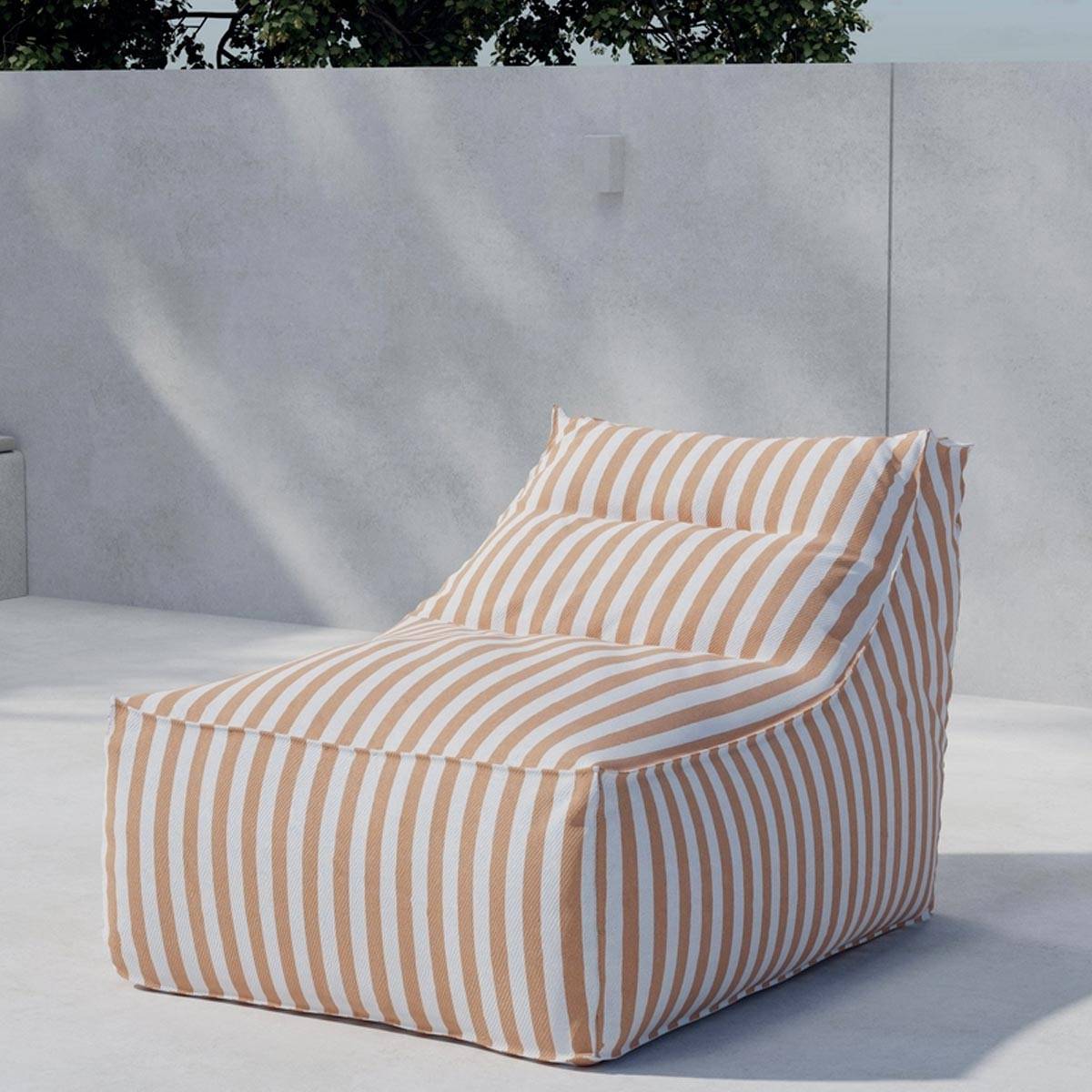 Paris Prix - Bain de Soleil à Rayures "Redang" 118cm Orange & Blanc - Image 3