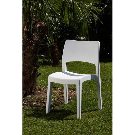 Chaise PVC blanche Intérieur/extérieur empilable et démontable 50x51xH82cm PRO - Imagen 3