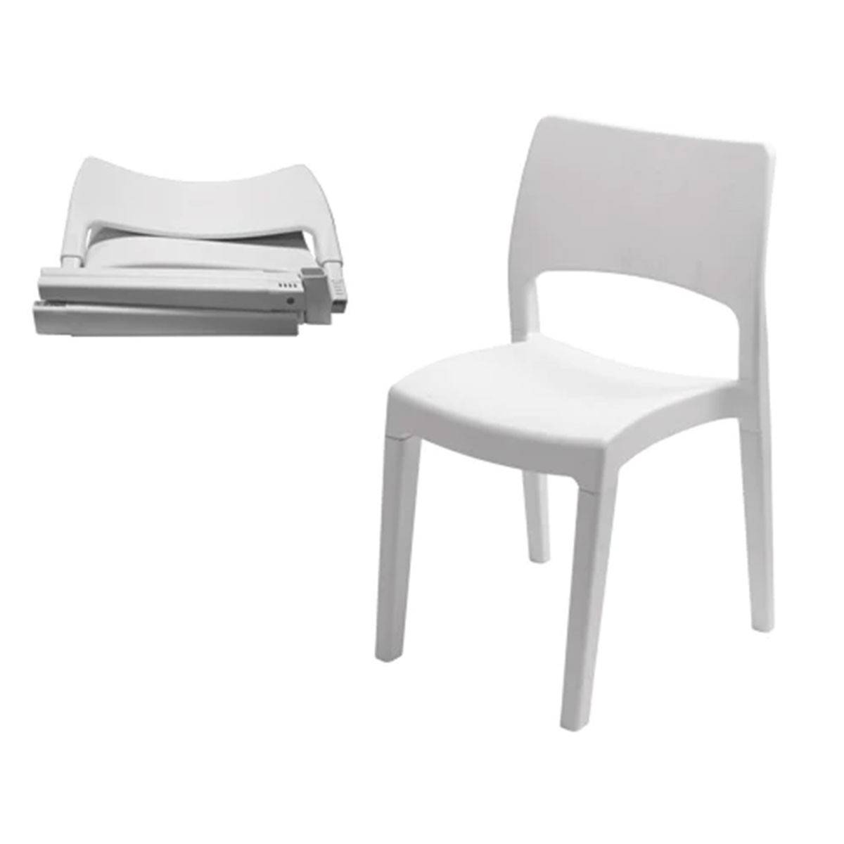 Chaise PVC blanche Intérieur/extérieur empilable et démontable 50x51xH82cm PRO - Imagen 2