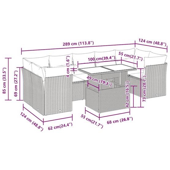 Salon de jardin 10 places avec table relevable et coffres de rangement Gris Clair – ComfortXL Outdoor Living - Imagen 4