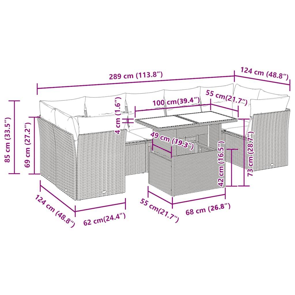 Salon de jardin 10 places avec table relevable et coffres de rangement Gris Clair – ComfortXL Outdoor Living - Imagen 4