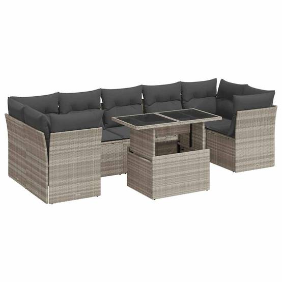 Salon de jardin 10 places avec table relevable et coffres de rangement Gris Clair – ComfortXL Outdoor Living - Imagen 2