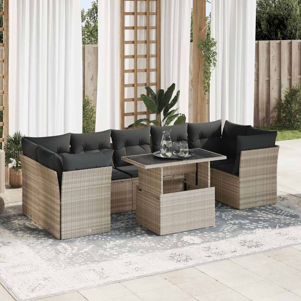 Salon de jardin 10 places avec table relevable et coffres de rangement Gris Clair – ComfortXL Outdoor Living - Imagen 1