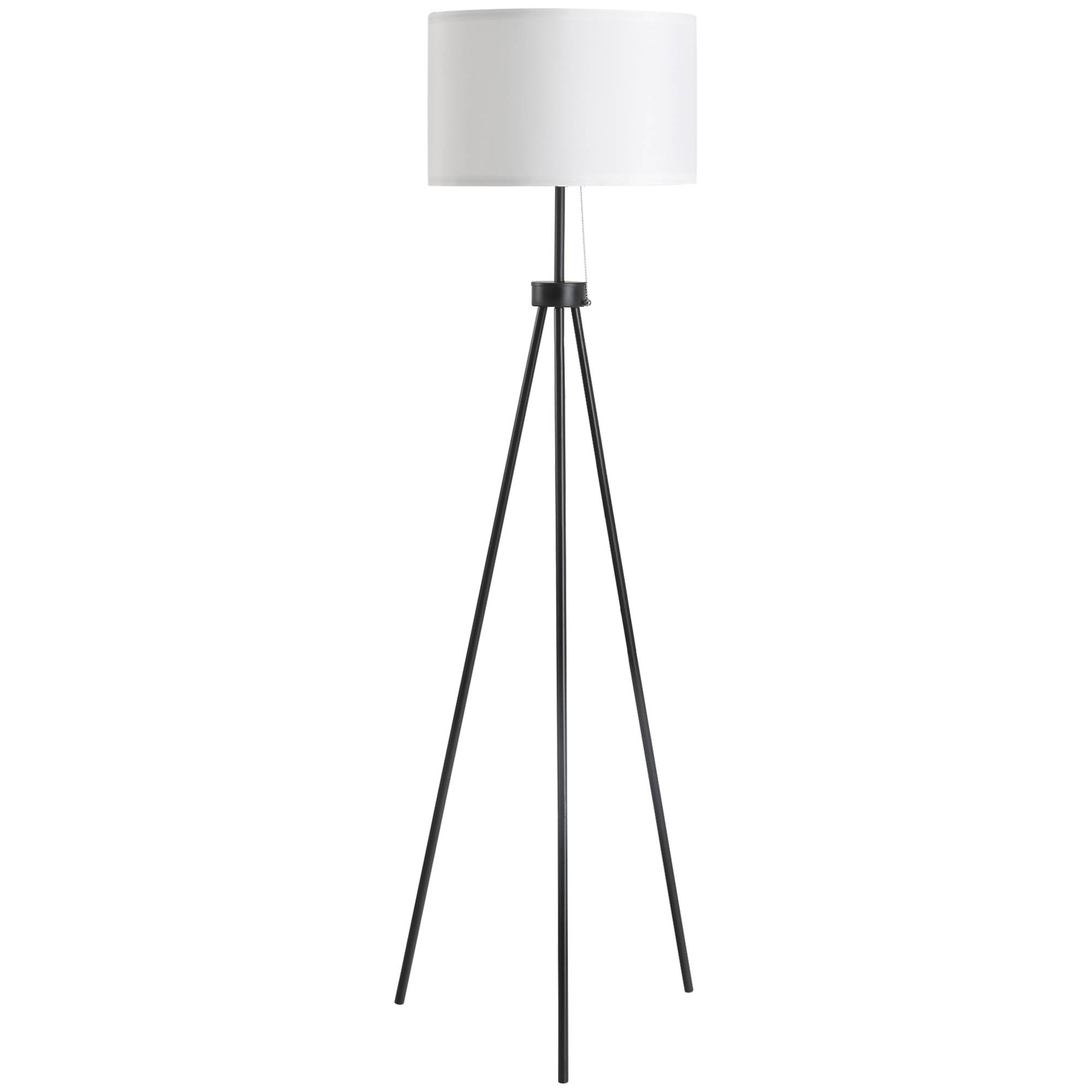 Lampadaire trépied métallique abat-jour tissu design classique Ø37 × 152 cm maison et bureau