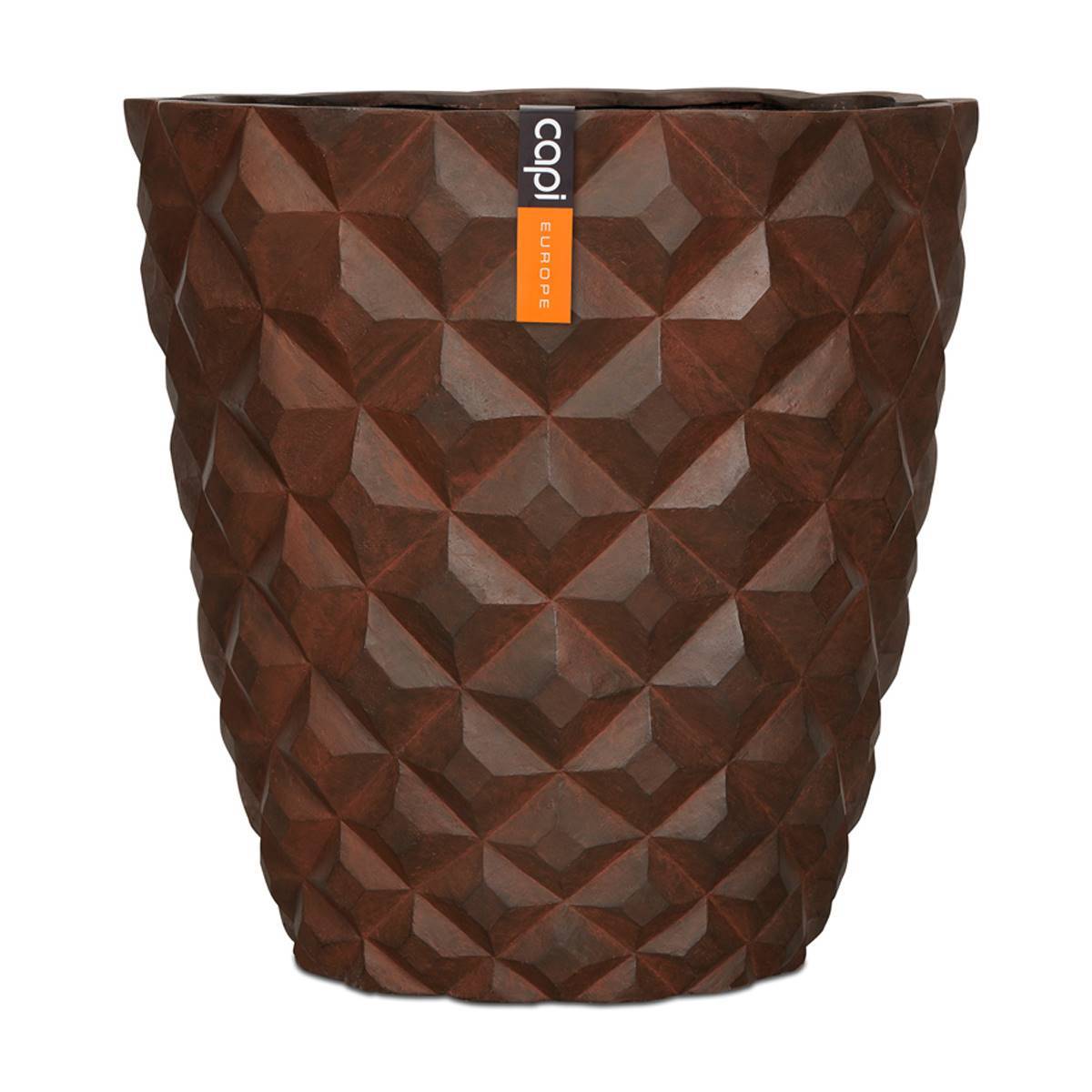 Artificielles - Bac en fibres de verre Int. vase 38x40 cm rouille - dimhaut: H 40 cm - couleur: Marron