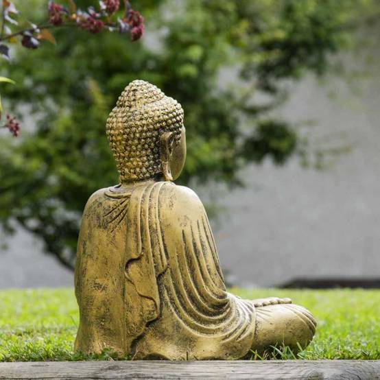 Statue bouddha assis position offrande doré 42 cm - Image 5