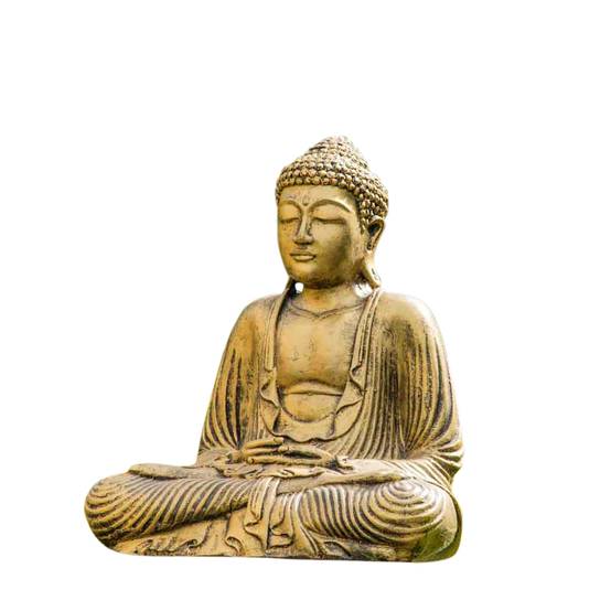 Statue bouddha assis position offrande doré 42 cm - Image 1