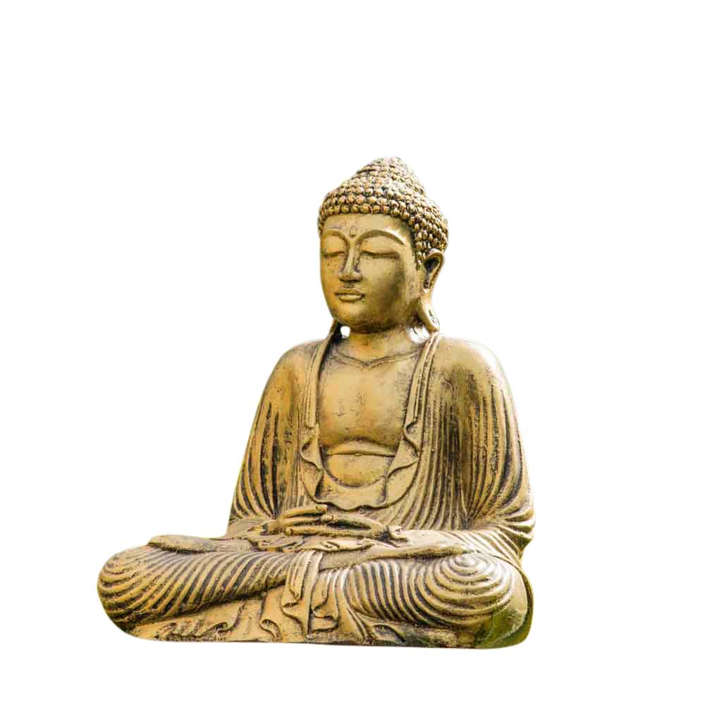 Statue bouddha assis position offrande doré 42 cm - Image 1