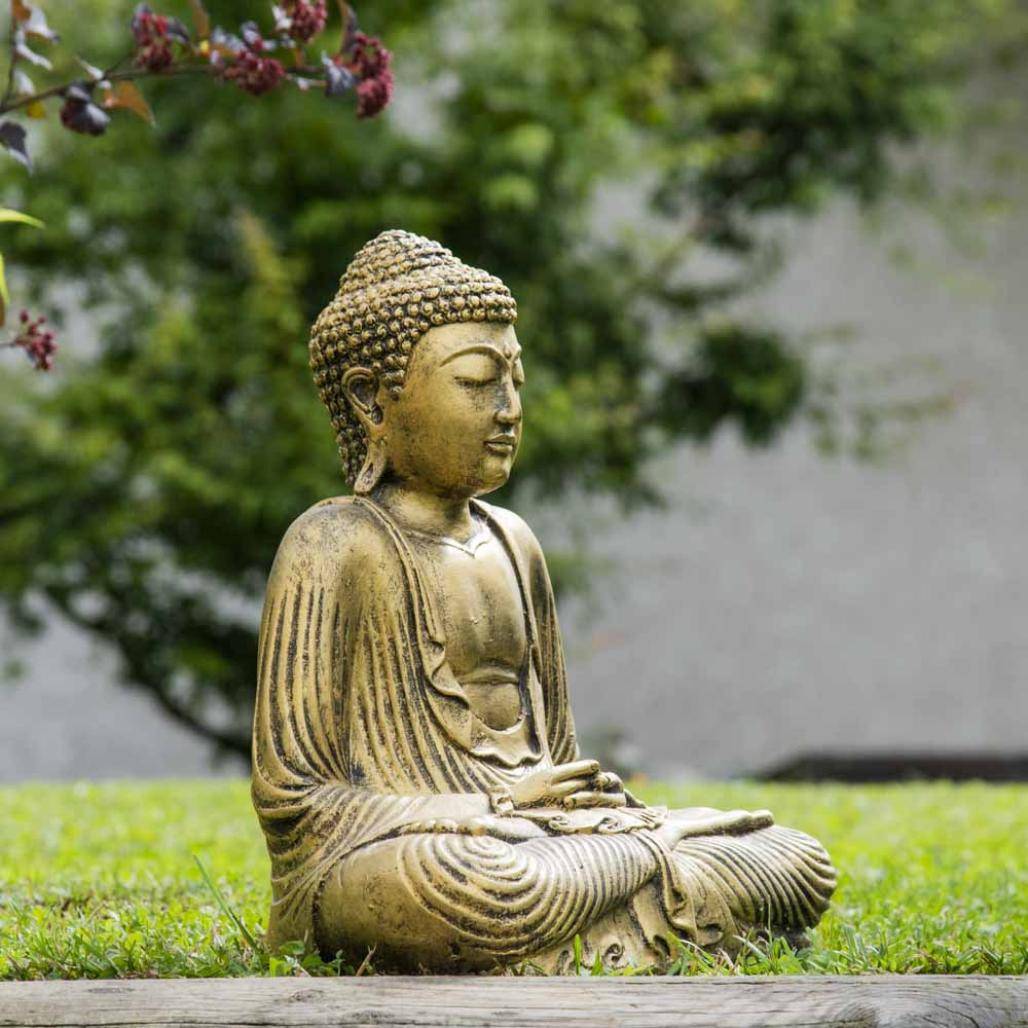 Statue bouddha assis position offrande doré 42 cm - Image 6