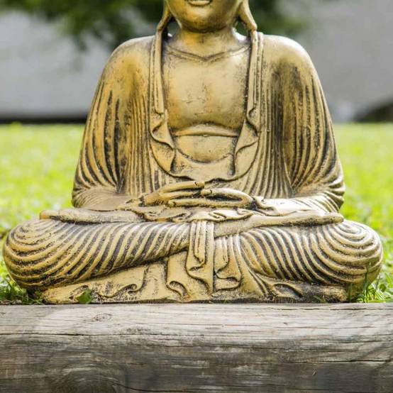 Statue bouddha assis position offrande doré 42 cm - Image 4