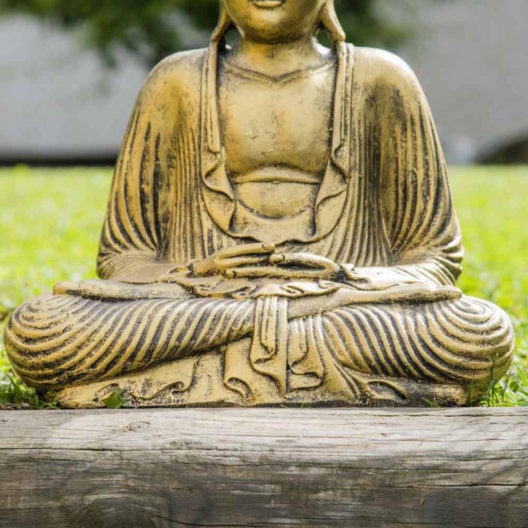 Statue bouddha assis position offrande doré 42 cm - Image 4