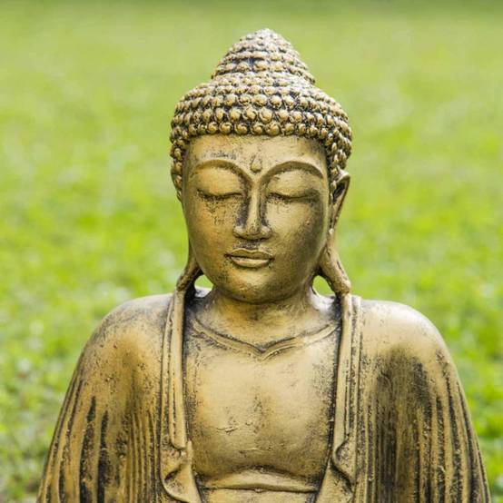 Statue bouddha assis position offrande doré 42 cm - Image 3