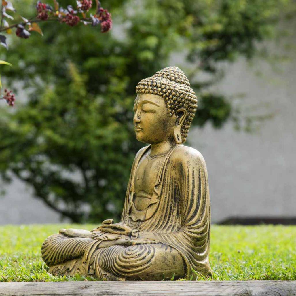 Statue bouddha assis position offrande doré 42 cm - Image 7