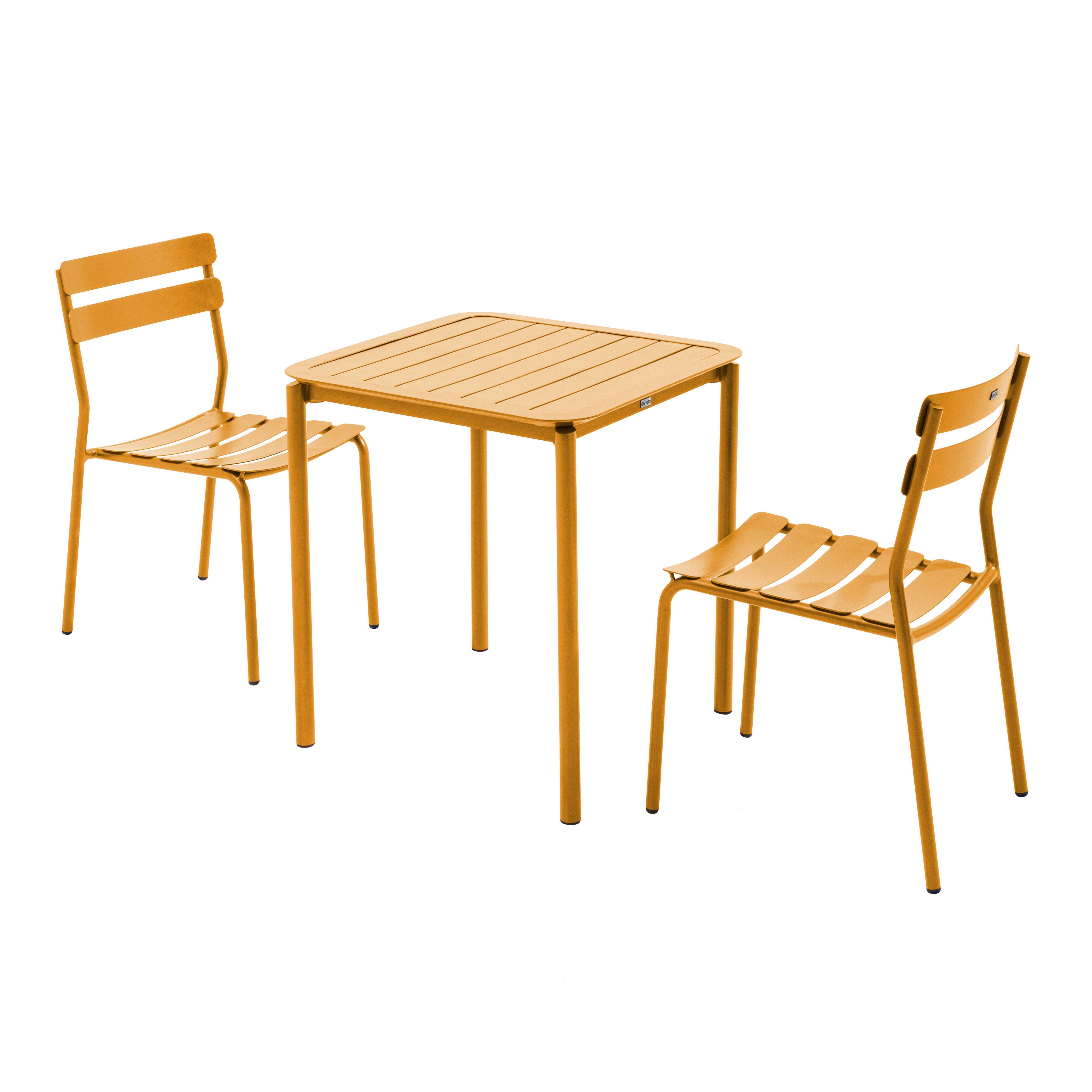 Oviala - Ensemble table de terrasse 70cm et 2 chaises jaune moutarde Almada - Oviala - Imagen 1