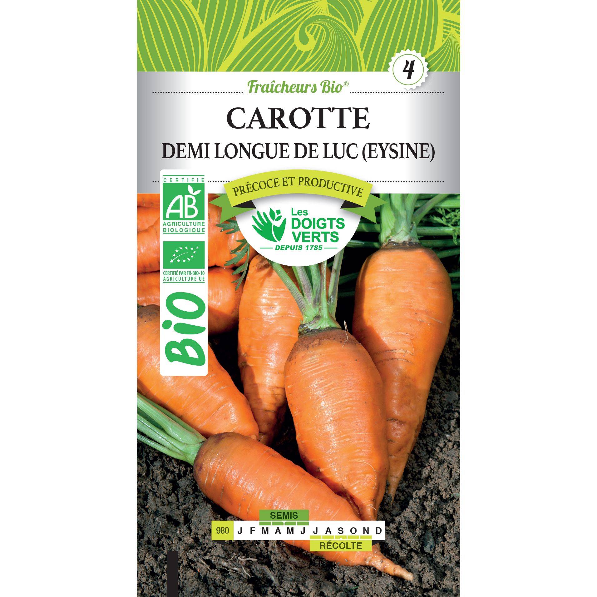 Graines carotte demi longue  Eysines  BIO Les Doigts Verts