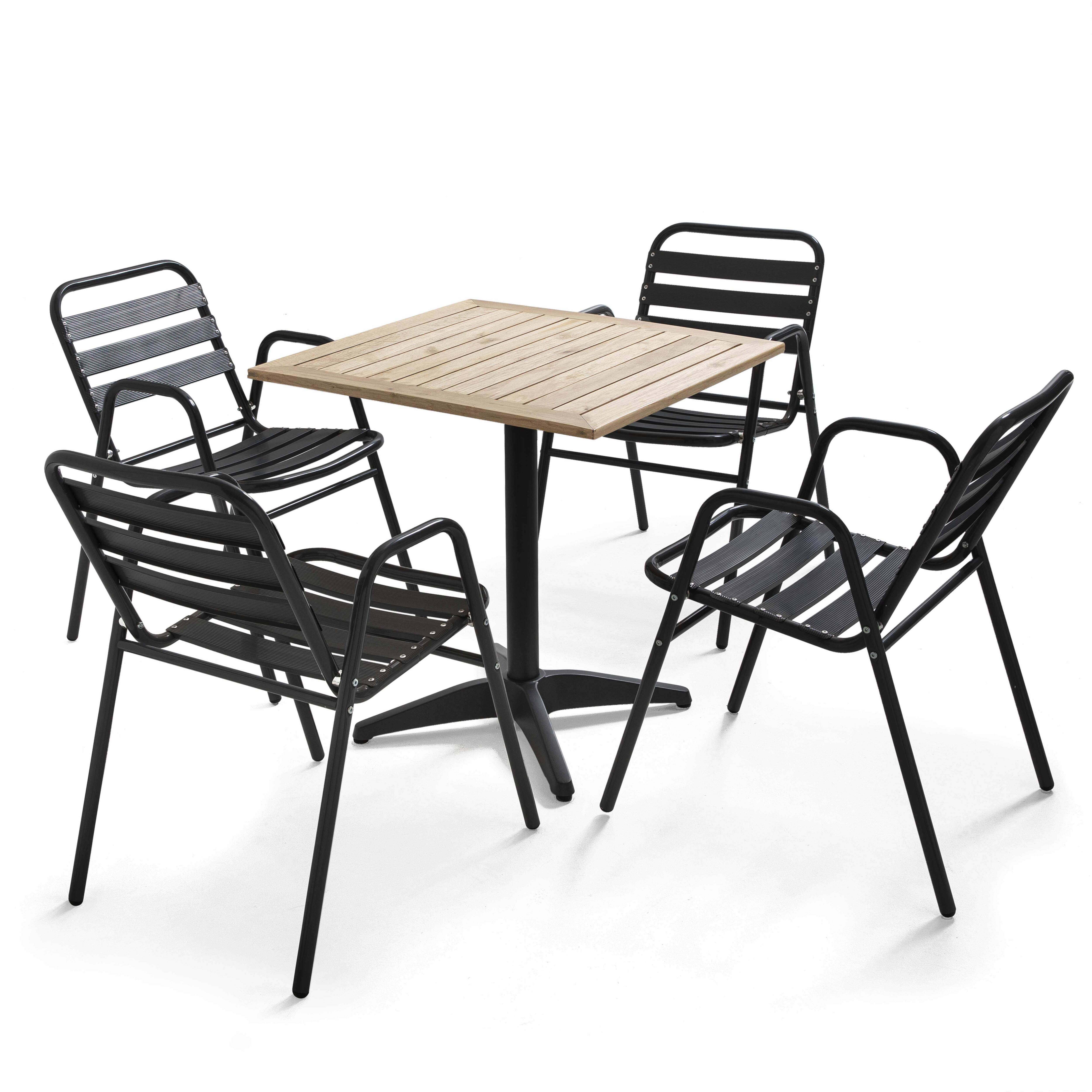 Oviala - Ensemble de jardin table et 4 chaises aluminium et bois Times square - Oviala - Imagen 1