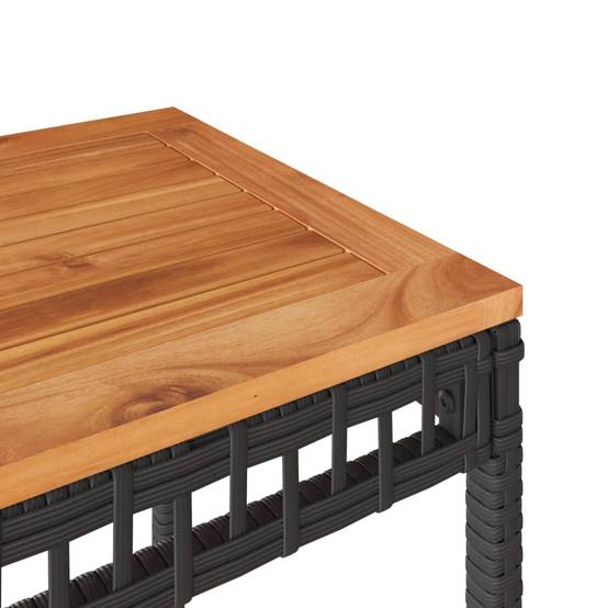 Ensemble de bistro 3 pcs | Mobilier d'extérieur et coussins noir résine tressée acacia Maison Chic - Image 9