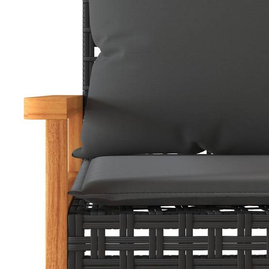 Ensemble de bistro 3 pcs | Mobilier d'extérieur et coussins noir résine tressée acacia Maison Chic - Image 8