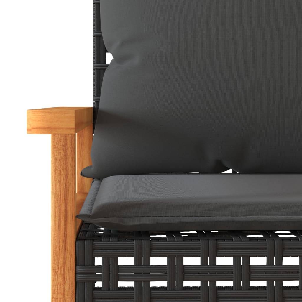 Ensemble de bistro 3 pcs | Mobilier d'extérieur et coussins noir résine tressée acacia Maison Chic - Image 8