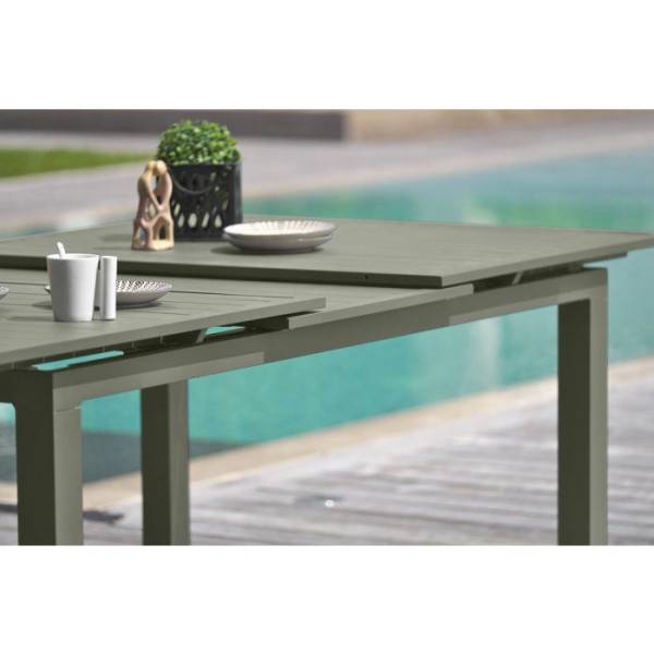 Dcb Garden - Lot composé d'une table de jardin + 6 fauteuils - Kaki - Miami - Fauteuils empilables - Image 3