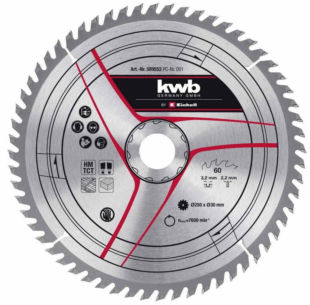 Kwb By Einhell - Lame pour scie sur table diamètre 250x30x3,2 mm, 60 dents - KWB by Einhell