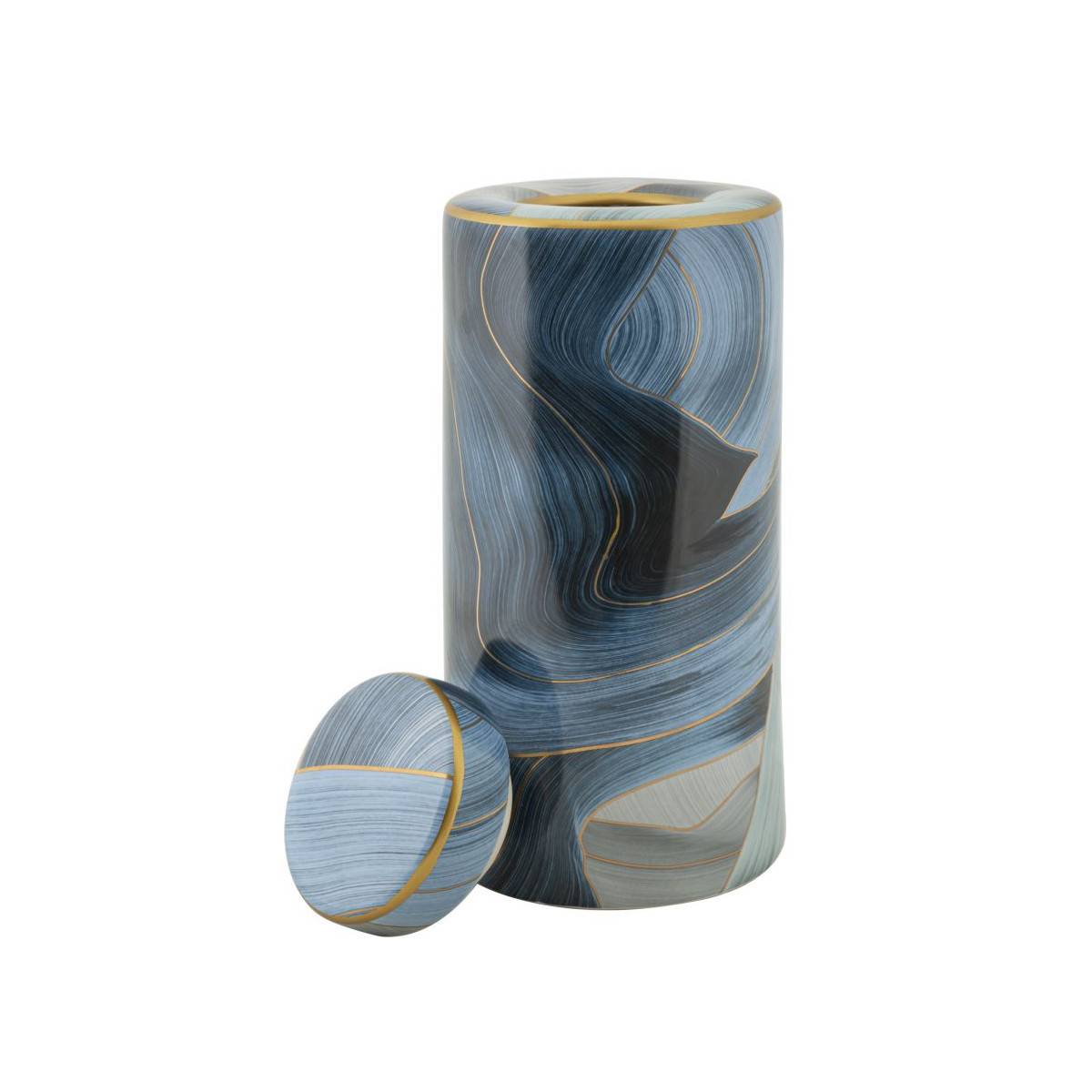 Paris Prix - Vase Cylindrique en Céramique "Elegant" 34cm Bleu - Image 4
